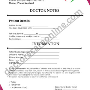 Doctors Note for surgery