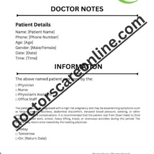 Doctor note for high risk pregnancy