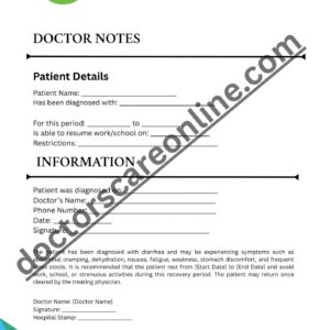 Doctors Note for Diarrhea
