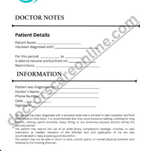 Doctors Note for Sprained Ankle
