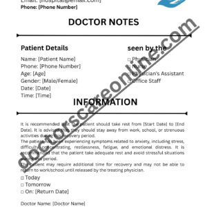 Doctors Note for anxiety