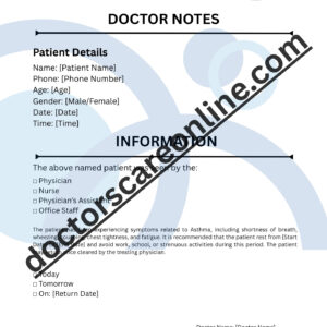 Doctors Note for asthma