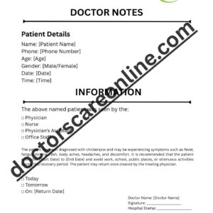 Doctors Note for Chickenpox