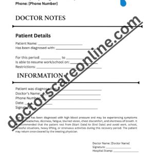 Doctors Note for High Blood Pressure