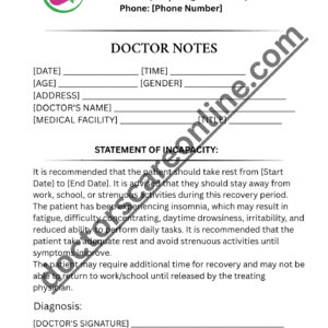 Doctors Note for insomnia
