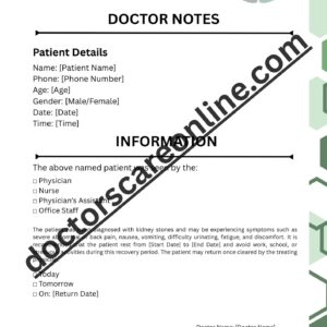 Doctors Note for kidney stones
