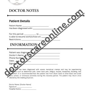 Doctors Note for menstrual cramps