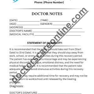 Doctors Note for miscarriage