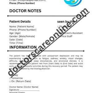 Doctors Note for Postpartum Depression