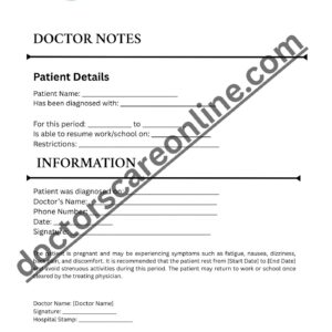 Doctor's Note for pregnancy