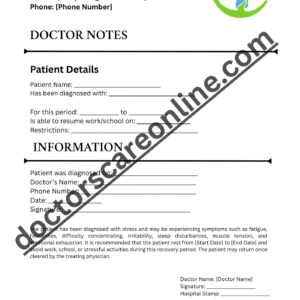 Doctors Note for stress