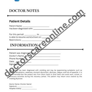 Doctors Note for vomiting
