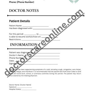 Doctors Note panic attack