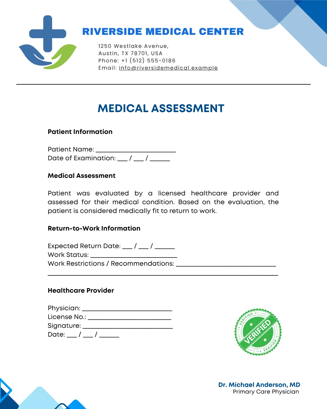 Return to Work Doctor’s Note