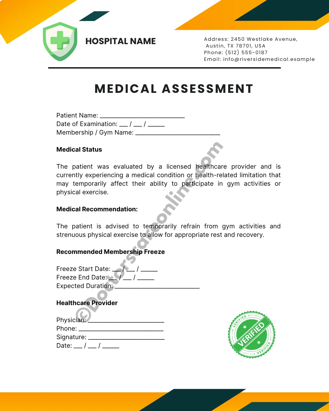 Doctors Note to Freeze Gym Membership | Online Medical Note - Image 3