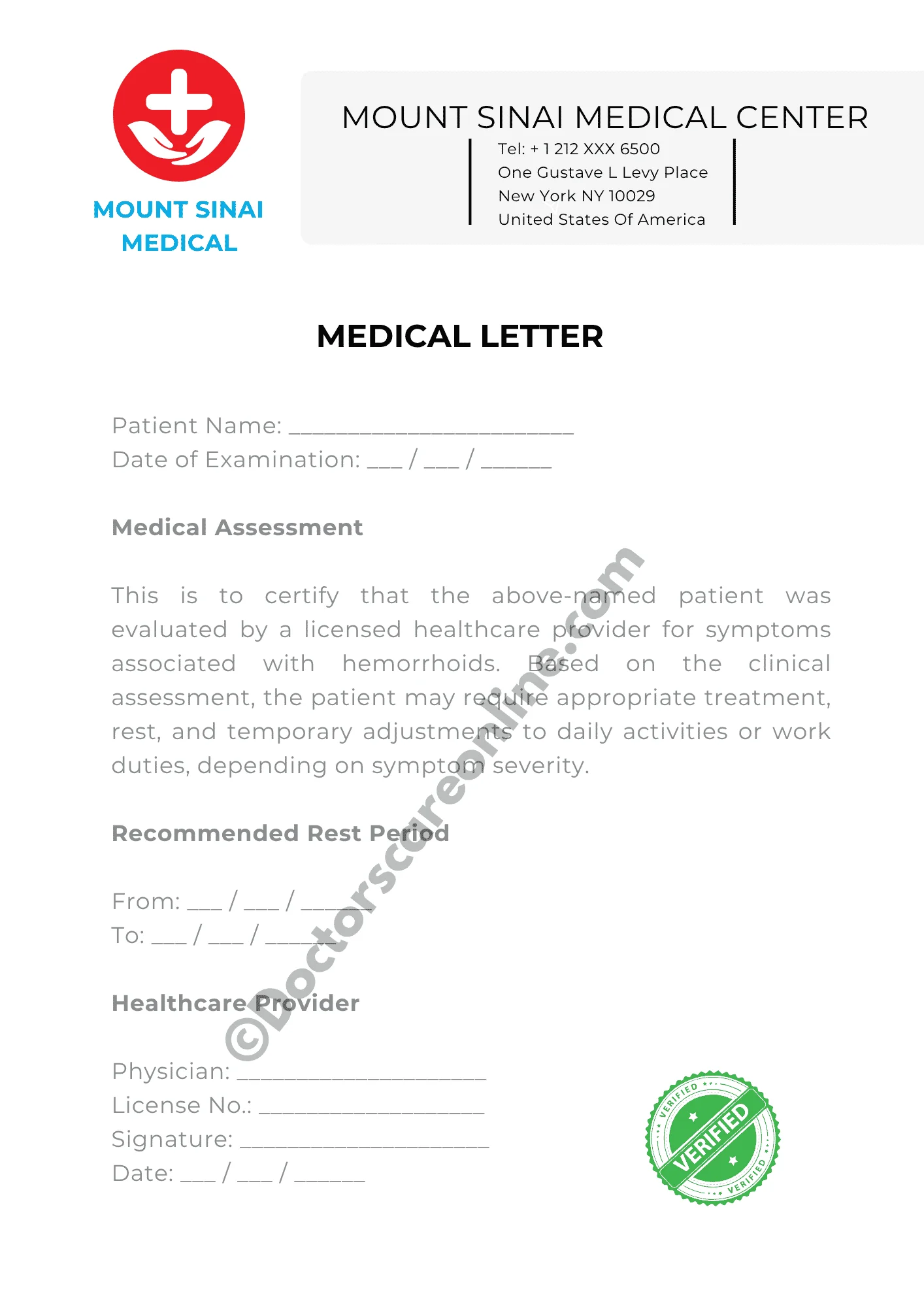 Doctor’s Note for Hemorrhoids